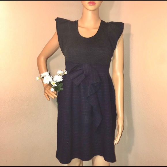 Moth Wool Blend Flutter Ruffle Sleeve Sweater Tie Front Bow Dress - Picture 6 of 11